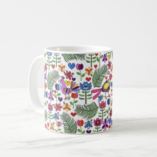 Otomi Blumengekritzel-Tasse Kaffeetasse (Vorderseite Links)
