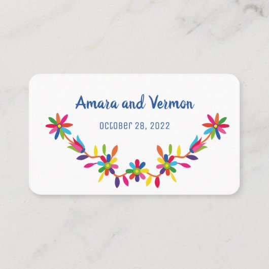 Otomi, farbiges Otomi, Vögel und Blume Platzkarte (Rückseite)