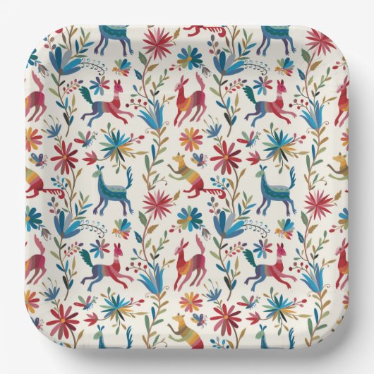 Otomi-Inspiriertes Design Pappteller (Vorderseite)