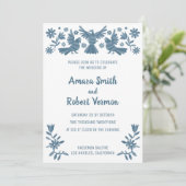 Otomi, MEXIKA, BLAU, BLUME, VÖGELANKÜNDIGUNG Ankündigung (Stehend Vorderseite)