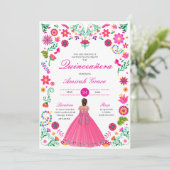 Otomi Stickerei Prinzessin Quinceañera Einladung (Stehend Vorderseite)