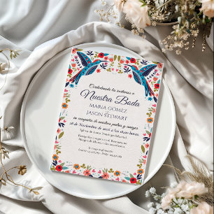 Otomi Tenangos Bunte Blumen Hochzeit Spanisch Einladung
