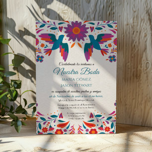 Otomi Tenangos Bunte Volkskunst Spanische Hochzeit Einladung