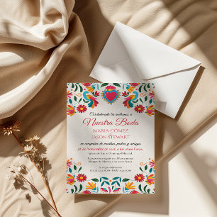 Otomi Tenangos Florale Farbige Spanische Hochzeit Einladung