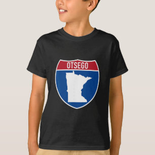 Otsego Minnesota Karte Autobahn Interstate Schild T-Shirt