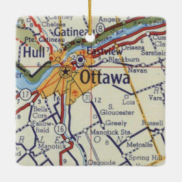Ottawa auf Vintager Karte Keramikornament