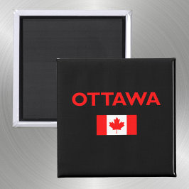 Ottawa Canada Canadian Flag Dark Color Magnet