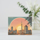 Ottawa Canada Skyline - Bold Retro Sunset Cityscap Postkarte (Stehend Vorderseite)