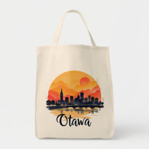 Ottawa Canada Skyline - Bold Retro Sunset Cityscap Tragetasche