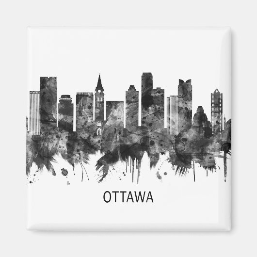 Ottawa Canada Skyline BW Magnet (Vorne)