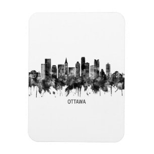 Ottawa Canada Skyline BW Magnet