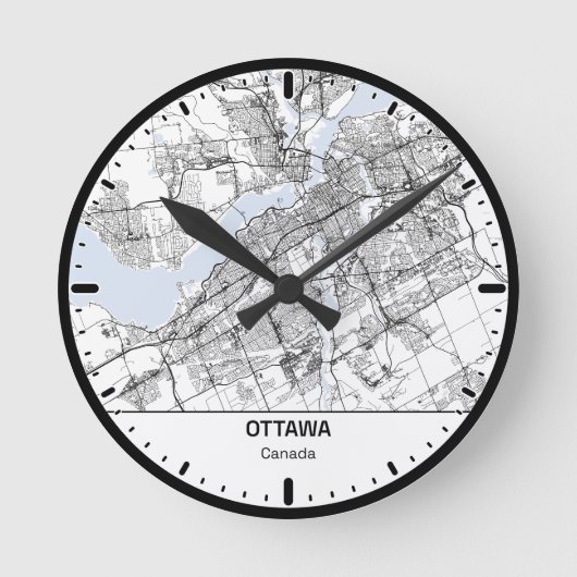 Ottawa Clock City Line Art Runde Wanduhr (Vorderseite)