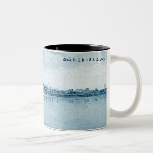 Ottawa Illinois C.B. & Q R. Bridge Circa 1900 Zweifarbige Tasse (Rechts)