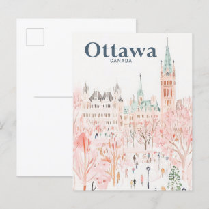 Ottawa Kanada Aquarellmalerei Reise Postkarte