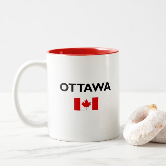 Ottawa Kanada Kanadische Flagge Licht Farbe Zweifarbige Tasse (Mit Donut)