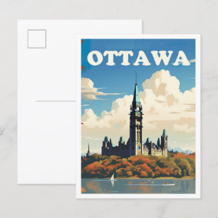 Ottawa Kanada Kunst Vintage Reiseillustration Postkarte
