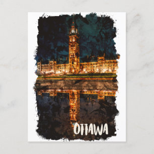 Ottawa Kanada Nachts Wasserfarbe Postkarte