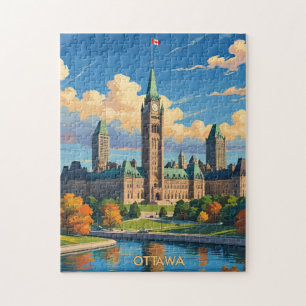 Ottawa Kanada Parlamentsgebäude, Stadtsilhouette Puzzle