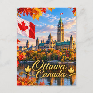 Ottawa Kanada. Parliament Hill. Kanadische Flagge. Postkarte