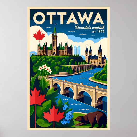 Ottawa Kanada Retro-Reiseposter-Kunst Poster (Vorne)