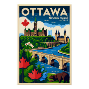 Ottawa Kanada Retro-Reiseposter-Kunst Poster