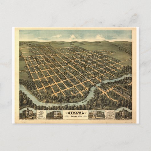 Ottawa, Kansas 1872 Postkarte (Vorderseite)