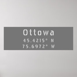 Ottawa Ontario Latitude & Longitude Poster