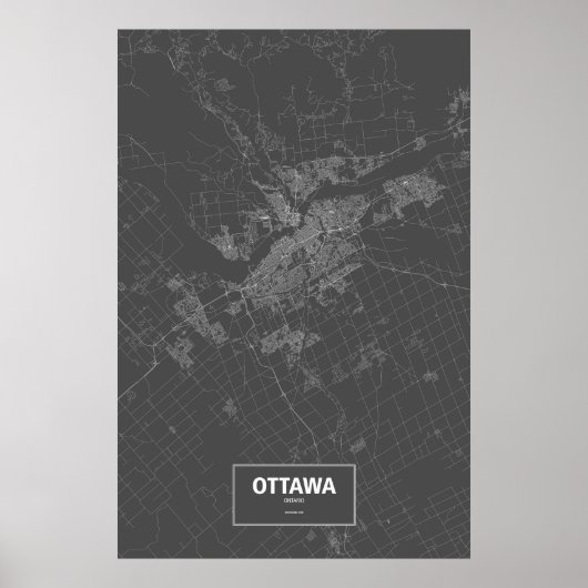 Ottawa, Ontario (weiß auf schwarz) Poster (Vorne)