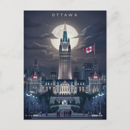 Ottawa Parlament Hill Night Postkarte (Vorderseite)