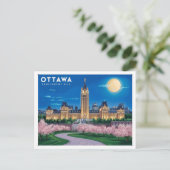 Ottawa Parlament Hügel Moonlight Postkarte (Stehend Vorderseite)