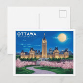 Ottawa Parlament Hügel Moonlight Postkarte (Vorne/Hinten)