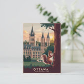 Ottawa Parlamentsberge Illustration Postkarte (Stehend Vorderseite)
