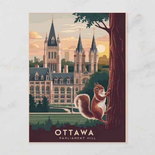 Ottawa Parlamentsberge Illustration Postkarte (Vorderseite)