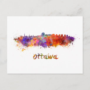 Ottawa-Skyline in Aquarellfarbe Postkarte