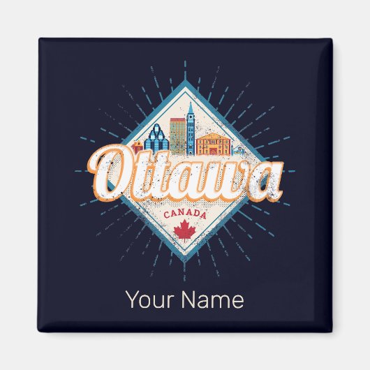 Ottawa Skyline Ontario Retro Kanada Vintag Magnet (Vorne)
