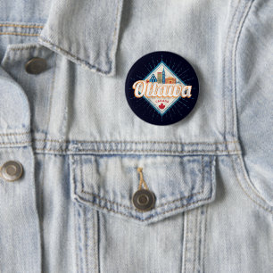 Ottawa Skyline Ontario Retro Kanada Vintage Button