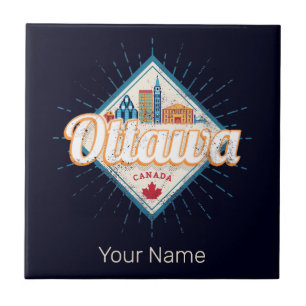 Ottawa Skyline Ontario Retro Kanada Vintage Fliese