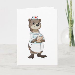 Otter als Krankenschwester mit Herz Karte