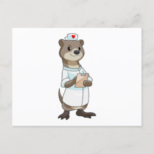Otter als Krankenschwester mit Herz Postkarte