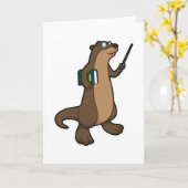 Otter als Lehrer mit Buch und Zeiger Karte (Gelbe Blume)