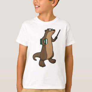Otter als Lehrer mit Buch und Zeiger T-Shirt