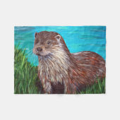 Otter an einem Fluss Malerei Fleecedecke (Vorderseite (Horizontal))