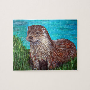 Otter an einem Fluss Malerei Puzzle