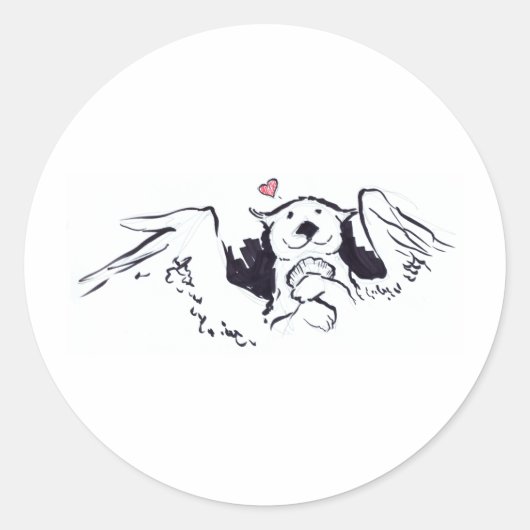 Otter Angel Runder Aufkleber (Vorderseite)