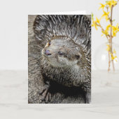 Otter Asian Greeting Card Karte (Gelbe Blume)