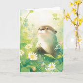 Otter auf der blühenden Wiese Karte (Gelbe Blume)