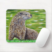 Otter auf einer Bank für Malerei Maus Pad Mousepad (Mit Mouse)