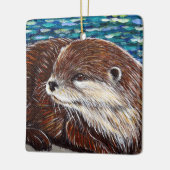 Otter auf einer Rockmalerei Keramikornament (Links)