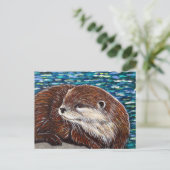 Otter auf einer Rockmalerei Postkarte (Stehend Vorderseite)