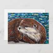 Otter auf einer Rockmalerei Postkarte (Vorne/Hinten)